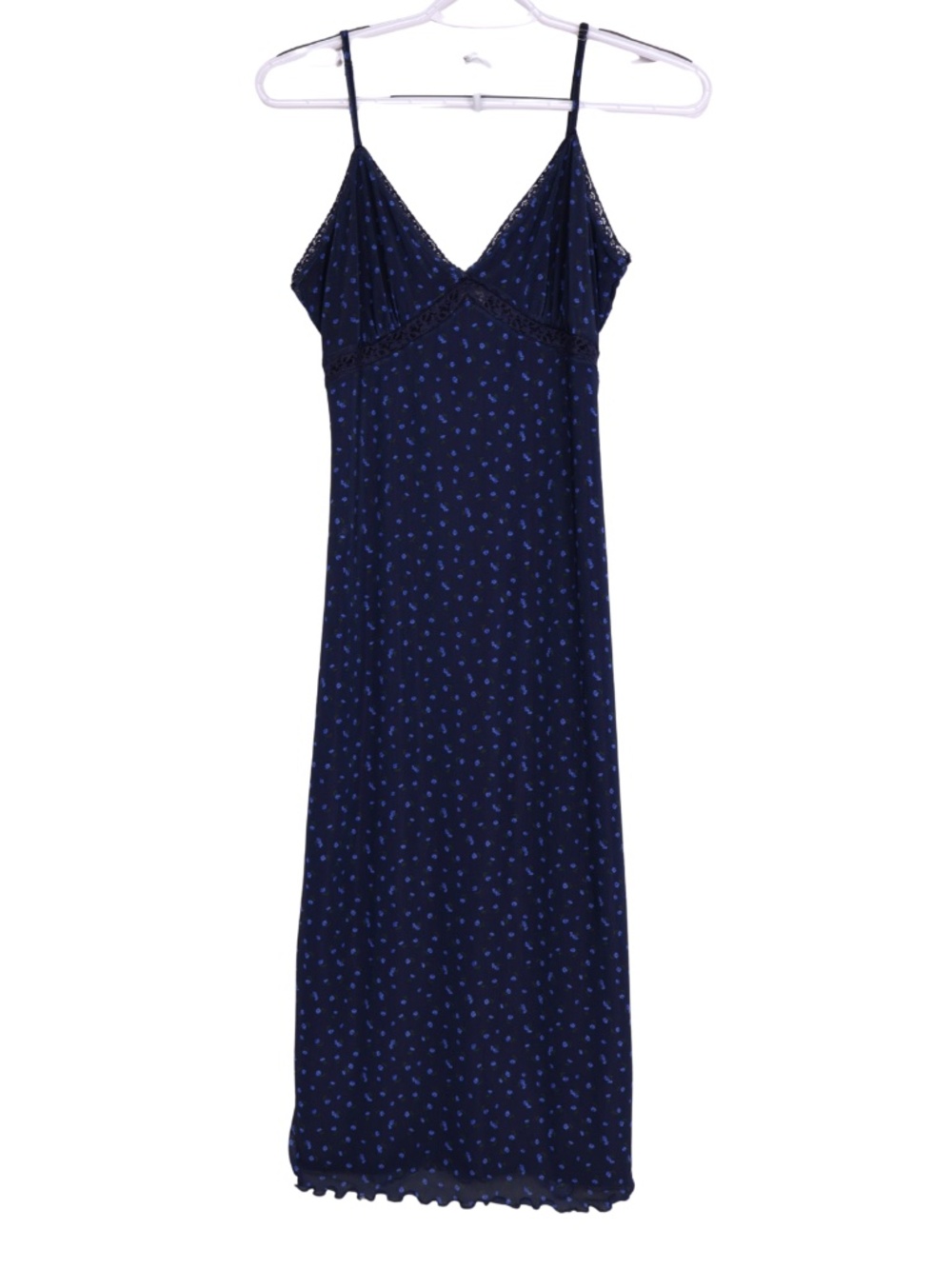 Abound Navy Blue Floral Lace Slip Midi Dress Women's Medium Y2K Adjustable